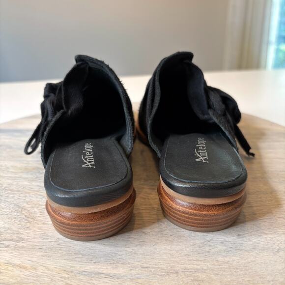 Anthropologie Antelope Handmade Black Bow Mules EU Size 39 US Size 9 - Picture 7 of 10
